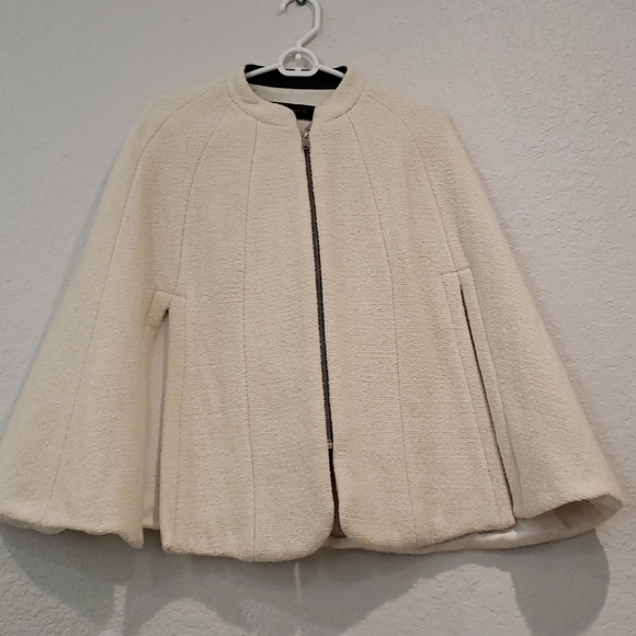 Zara | Jackets & Coats | Zara Cream Cape Jacket | Poshmark